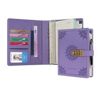 WASON Diario con candado A5 cuaderno de notas de hojas rayadas recargables planificador carpeta de escritura con bolígrafo y para ideal organizador negocios escuela y viajes(Púrpura)