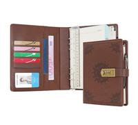 WASON Diario con candado A5 cuaderno de notas de hojas rayadas recargables planificador carpeta de escritura con bolígrafo y para ideal organizador negocios escuela y viajes(Café)