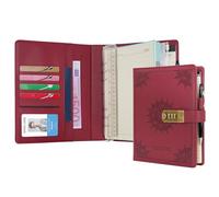 WASON Diario con candado A5 cuaderno de notas de hojas rayadas recargables planificador carpeta de escritura con bolígrafo y para ideal organizador negocios escuela y viajes(Rojo)