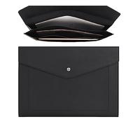 Wason Expansión A4 Documento Archivo PU Cuero Sobre Estuche Titular-Bolsillos de Tamaño Grande para Facturas de Papel Papelería Tablet y PC, Trabajo Estudio Viajes(Negro)