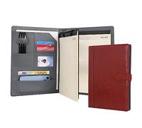 Wason Portadocumentos A4 Cuero PU Archivos Estuche con portapapeles Bloc de notas Formularios Titulares Papel Archivo Portfolio para Documento Tableta y Móvil Carpeta Organizador (Rojo)