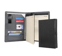 Wason Portadocumentos A4 Cuero PU Archivos Estuche con portapapeles Bloc de notas Formularios Titulares Papel Archivo Portfolio para Documento Tableta y Móvil Carpeta Organizador (Gris oscuro)