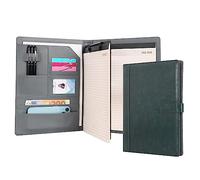 Wason Portadocumentos A4 Cuero PU Archivos Estuche con portapapeles Bloc de notas Formularios Titulares Papel Archivo Portfolio para Documento Tableta y Móvil Carpeta Organizador (Azul oscuro)