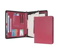 Wason Portfolio A4 Cremallera, Carteras de viaje Cuero PU con Carpeta de Anillas Desmontable y Soporte Bloc de Notas, Organizador Multibolsillos para Conferencias Oficina Viajes Escuela