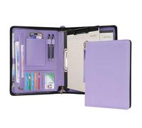 Wason Portfolio A4 Cremallera, Carteras de viaje Cuero PU con Carpeta de Anillas Desmontable y Soporte Bloc de Notas, Organizador Multibolsillos para Conferencias Oficina Viajes Escuela