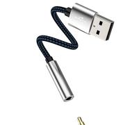 Wasruyi - Adaptador macho USB a conector hembra de 3,5 mm AUX DAC Audio Cable auricular HiFi sonido externo Dongle micrófono altavoz auriculares para PC PS5 PS4 Dongle