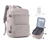 wassdins Mochila con Bomba al Vacio Viaje Cabina Avion 40x20x25, Ryanair Mochilas de Viaje para Avion 40 Litros, Bolsillo Antirrobo, Airbag Compression Backpack Hombre Mujer