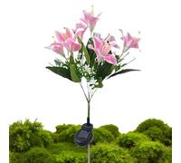 Wasserdichte Solarblumen Für Außen - 7-köpfige Künstliche Lilien-Lichtdekor Mit Erdspieß, Wasserdichte Solar-Gartenleuchten Für Den Außenbereich | Für Terrasse, Park, Gehweg, Balkon, Hochzeit, Hof, P