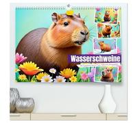 Wasserschweine. Mit Capybaras durch Fluss, Feld und Jahreszeiten (hochwertiger Premium Wandkalender 2026 DIN A2 quer), Kunstdruck in Hochglanz: Liebling aller kleinen und großen Kinder