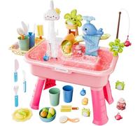 Wassertisch Für Kinder | Sinneserlebnis-Spielset | 4-in-1-Spielwaschbecken Mit Fließendem Wasser Und Pumpe | Für Und Mädchen Von 4-8 Jahren | Ideal Den Sommer Im Freien