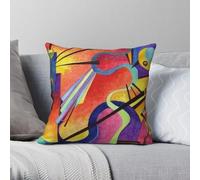 Wassily Kandinsky - Funda de almohada clásica de poliéster y lino con estampado de terciopelo, funda de almohada decorativa para sofá