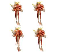 WASTEBIN Juego de 4 rosas artificiales para boda, decoración de coche, hermosas copas de boda, acento floral para decoraciones nupciales