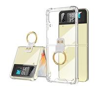 WATACHE Designed for Samsung Galaxy Z Flip 4 Case Clear with Ring, Anti-Fall Shockproof Protective Phone Cover Case Compatible with Galaxy Z Flip 4 Case 5G 2022 (Clear)