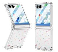 WATACHE Designed for Samsung Galaxy Z Flip 8 Case Clear with Hinge Protection & Cute Love Heart Shockproof Protective Phone Case Cover for Women Girls
