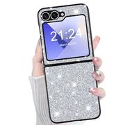 WATACHE Funda para Samsung Galaxy Z Flip 6, funda con purpurina para niñas y mujeres, bonita funda protectora brillante a prueba de golpes para Galaxy Flip 6 2024 5G (plata)