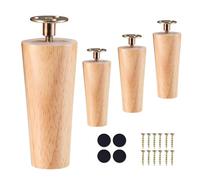 WATAOW 20cm Patas De Madera para Muebles, Juego De 4 Pies Redondas para Sofá, Patas De Repuesto De Madera Maciza Cónicas Rectas para Armarios Sofás Sillas Reposapiés(Wooden,12cm/5in)