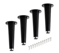WATAOW 20cm Patas de Muebles de Aleación de Aluminio, Juego de 4 Patas Rectas de Repuesto para Sofá con Pies Niveladores, Pies de Armario de Baño de Altura Ajustable(Negro,15cm/5.9")