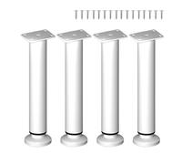WATAOW Juego de 4 Patas de Metal para Mesa | Pies de Altura Ajustable para Muebles | Acero al Carbono Resistente | Acabado Pintado(Blanca,8-12cm/3.2"-4.7")