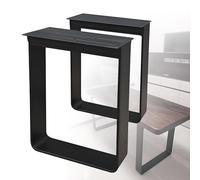 WATAOW Patas de Mesa Metálicas Negras en U Set de 2 | Patas de Muebles de Acero Macizo Engrosado Capacidad 300kg | 50-80cm Varias Medidas Disponibles(60x70cm/23.6x27.6in)