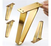 WATAOW Patas de Mueble Metálicas Doradas | Juego de 4 Patas en Forma de V | Piernas para Sofá Gabinete | Almohadillas Antideslizantes | Accesorios Decorativos(Gold,18cm/7in)