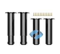 WATAOW Patas de Muebles con Altura Ajustable Juego de 4｜Patas de Cama de Aleación de Aluminio 8-25cm｜Pies de Soporte Cilíndricas para Armarios/Muebles de Baño(Negro,12cm/5in)