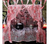 Watayo Decoración de Halloween para maletero o automóvil, decoración de cochera de tela espeluznante, cortina sangrienta, murciélagos para decoración de maletero de coche para fiesta de Halloween,