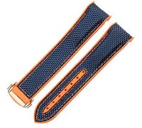 Watch Bracelet for Omega 300 600 Planet Ocean Folding Buckle Silicone Nylon Strap Watch Accessories Watch Band (Color : Black Orange, Size : 22mm)