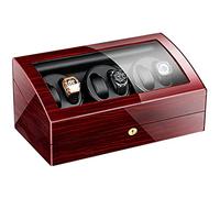 Watch Display Box 6 Automatic Watch Winder with 7 Extra Storages Spaces,Quiet Motors,Flexible Watch Pillows,Luxury Wood Storage Case For Man/Woman'S Watchesflower Wood+Mi(Ebony+Black-6+7