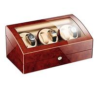 Watch Display Box 6 Automatic Watch Winder with 7 Extra Storages Spaces,Quiet Motors,Flexible Watch Pillows,Luxury Wood Storage Case For Man/Woman'S Watchesflower Wood+Mi(Flower Wood+Milky White-6+7