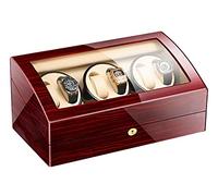 Watch Display Box 6 Automatic Watch Winder with 7 Extra Storages Spaces,Quiet Motors,Flexible Watch Pillows,Luxury Wood Storage Case For Man/Woman'S Watchesflower Wood+Mi(Ebony+Beige-6+7