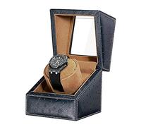 Watch Display Box Automatic Single Watch Winder For Luxury Watches - Watch Winder Box with Quiet Motor, Premium Leather Exterior and Soft Flexible Watch Pillows of Velvet(Blue Leather