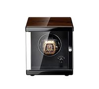 Watch Display Box Automatic Single Watch Winder, In Wood Shell and Black Leather, Acrylic Glass, Extremely Silent Motor and Anti- Magnetic Design
