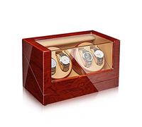 Watch Display Box Automatic Watch Winder For 2/4 Watches Wood Shell Piano Finish Watches Display Box Withquiet Motor Flexible Watch Pillow Battery Powered and AC Adapter4(4+0