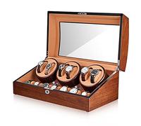 Watch Display Box Automatic Watch Winder Storage Display Box with 6+7 Slot Wood Shell Piano Self Winding Watch Rotator Box with Quiet Motor Flexible Watch Pillowa-6+7(E-6+7