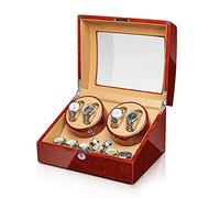 Watch Display Box Automatic Watch Winder Watches Display Box Withquiet Motor Flexible Watch Pillow Wood Shell Piano Finish 4 Rotation Mode Setting Fit Lady/Man Watches4+6(4+6