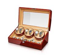 Watch Display Box Automatic Watch Winder Watches Display Box Withquiet Motor Flexible Watch Pillow Wood Shell Piano Finish 4 Rotation Mode Setting Fit Lady/Man Watches4+6(6+7