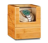 Watch Display Box Bamboo Wood Watch Winder For 1/2/3 Automatic Watches with Quiet Motor Flexible Watch Pillows Watches Display Box Fit Lady and Man Watches1+0(1+0