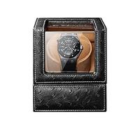 Watch Display Box Single Watch Winder For Automatic Watches, with Super Quiet Motor, 4 Rotation Mode Setting, Flexible Watch Pillows Fit Lady and Man Watcheswood Grain A(Black Leather