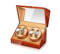 Watch Display Box Watch Winder For 4 Automatic Watches Luxury Mechanical Watch Storage Case Wood Shell Piano Self Winding Watch Rotator Box Withquiet Motor Dual Power Sup(F