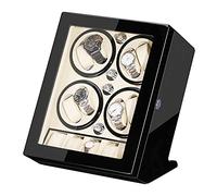 Watch Display Box Watch Winder For 8 Watches + 5 Extra Storages,Wood Shell Piano Paint Exterior and Extremely Silent Motor, with Soft Flexible Watch Pillow, 4 Rotation Mo(Black+White-8+5