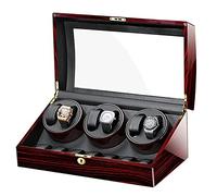 Watch Display Box Watch Winder For Automatic Watches Storage Display Case Box, with Super Quiet Motor, 4 Rotation Mode Setting, Flexible Watch Pillow Fit Lady and Man Wat(Ebony+Black