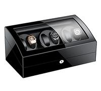 Watch Display Box Watch Winder For Automatic Watches Storage Display Case Box, with Super Quiet Motor, 4 Rotation Mode Setting, Flexible Watch Pillow Fit Lady and Man Wat(Black+Black