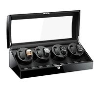 Watch Display Box Watch Winder For Automatic Watches, with Extra Watch Storages, Wood Shell Piano Finish, Silent Motor, Flexible Watch Pillowe-8+9(D-8+9