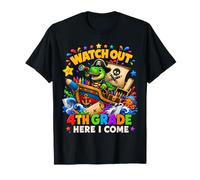 Watch out 4th Grade Here I Come Pirate Dino Back To School Camiseta