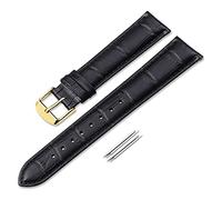 Watch Strap,18mm 19mm 20mm 21mm 22mm 24mm Black Watch Strap Genuine Leather Bracelet Brown Watch Band Watchband Leisurely (Band Color : Black with Silver D, Band Width : 22mm)(Black with gold P,21mm)