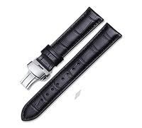 Watch Strap,18mm 19mm 20mm 21mm 22mm 24mm Black Watch Strap Genuine Leather Bracelet Brown Watch Band Watchband Leisurely (Band Color : Black with Silver D, Band Width : 22mm)(Black with silver D,19mm