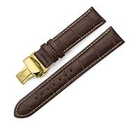 Watch Strap,18mm 19mm 20mm 21mm 22mm 24mm Genuine Leather Watch Band Strap with Gold butterfly buckle Watchband leisurely (Band Color : Brown with brown, Band Width : 21mm)(Brown with tan,24mm)