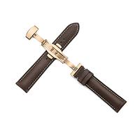 Watch Strap,Genuine Leather Watch Band First Layer of Watch Strap with Rose Gold Butterfly Buckle Watchband Leisurely (Band Color : Coffee with Coffee, Band Width : 20mm)(Coffee with tan,20mm)