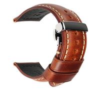 Watch Strap,Handmade Watchbands 18-24mm Blue Brown Women Men Butterfly Clasp Genuine Leather Watch Band Strap Belt 20mm Leisurely (Band Color : Dark Brown S, Band Width : 21mm)(Light Brown S,20mm)