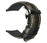 Watch Strap,Handmade Watchbands 18-24mm Blue Brown Women Men Butterfly Clasp Genuine Leather Watch Band Strap Belt 20mm Leisurely (Band Color : Dark Brown S, Band Width : 21mm)(Light Black S,26mm)